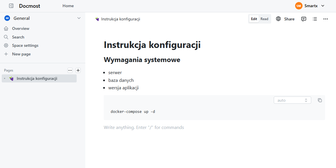 Aplikacja Docmost - szczegóły oferty hostingowej - Edytor w czasie rzeczywistym