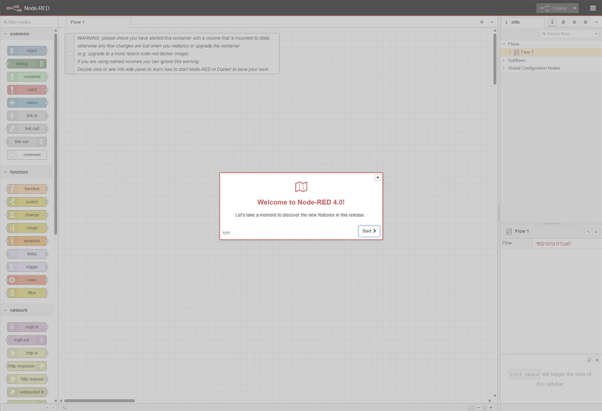 Aplikacja Node-Red- szczegóły oferty hostingowej - Node-RED 4 w kontenerach Docker – szybsze i bardziej elastyczne przepływy