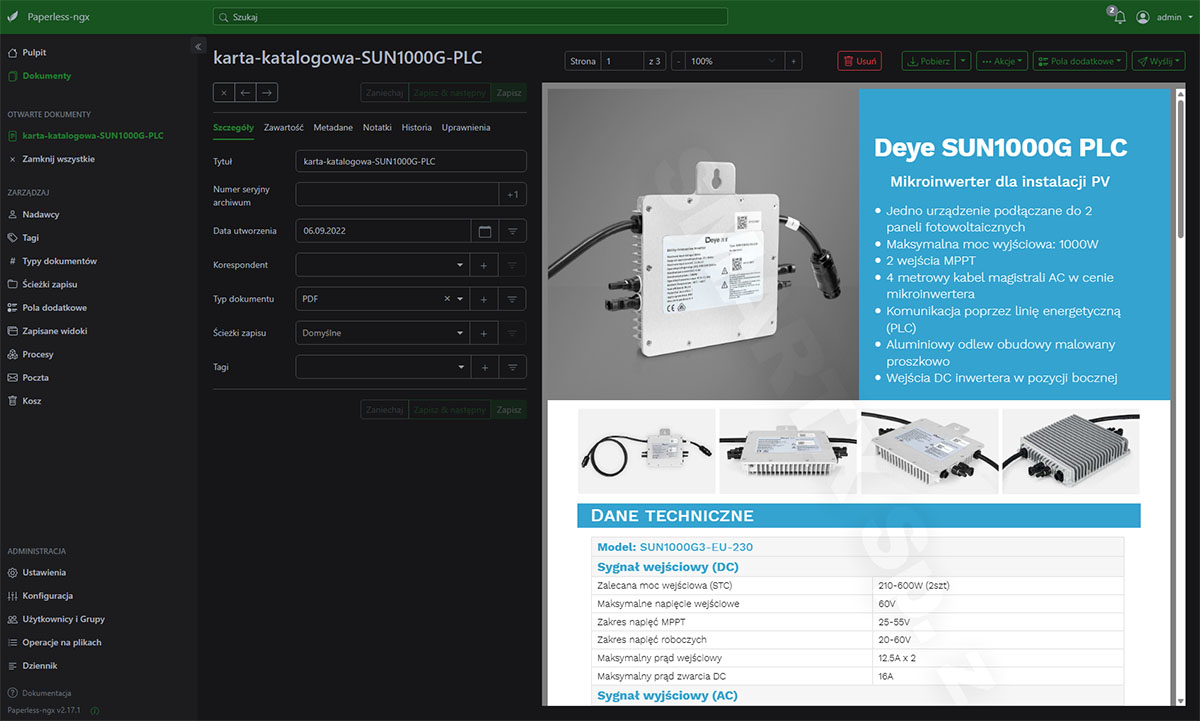 Aplikacja Paperless-ngx - szczegóły oferty hostingowej - Podglądaj i edytuj dokumenty w jednym widoku