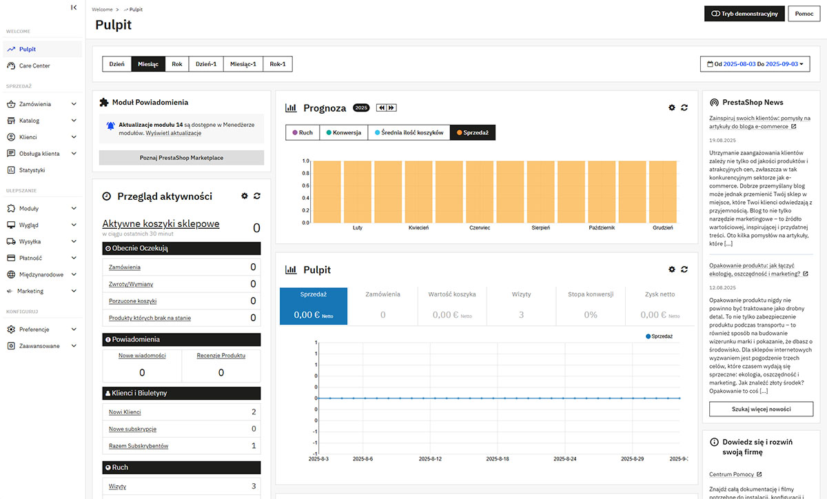 Prestashop - szczegóły oferty hostingowej - Odkryj możliwości PrestaShop 9 na naszym hostingu w kontenerach Docker